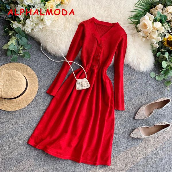 alphalmoda autumn french vintage dress 2019 new style v-neck button slim long sleeve bottom knit dress black red women dress, Black;gray
alphalmoda autumn french vintage dress 2019 new style v-neck button slim long sleeve bottom knit dress black red women dress, Black;gray