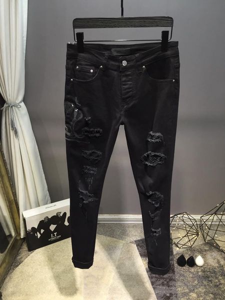 new arrivals represent clothing designer pants embroidery snake destroyed mens slim denim straight biker skinny mens ripped jeans 29-w40, Blue
new arrivals represent clothing designer pants embroidery snake destroyed mens slim denim straight biker skinny mens ripped jeans 29-w40, Blue