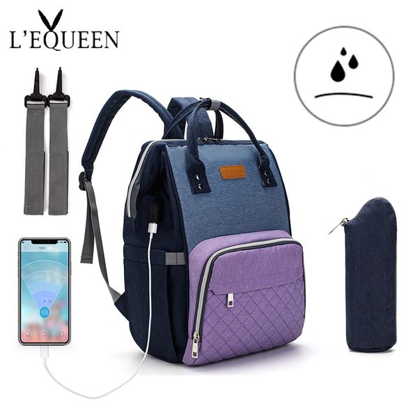 Lequeen Usb Mummy Maternity Nappy Bag Waterproof Large Capacity Baby Bag Travel Backpack Nursing For Baby Care