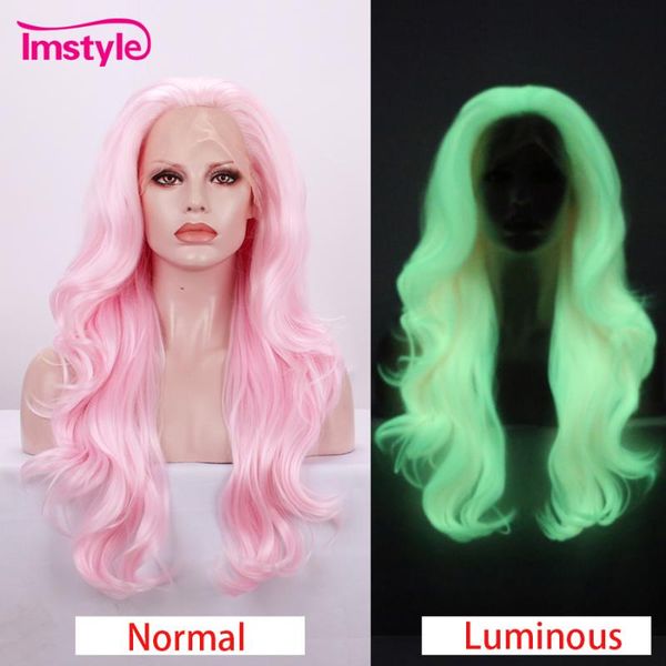 imstyle luminous hair wigs noctilucent pink synthetic lace front wig natural long wavy wig party wigs, Black
imstyle luminous hair wigs noctilucent pink synthetic lace front wig natural long wavy wig party wigs, Black