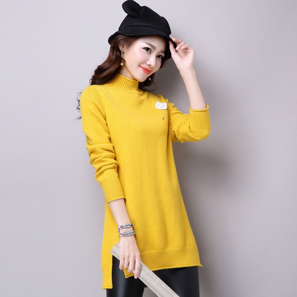 2020 korean version of winter knitted sweater in autumn and medium and long pure color loose bottom dress, large size women's, White;black
2020 korean version of winter knitted sweater in autumn and medium and long pure color loose bottom dress, large size women's, White;black