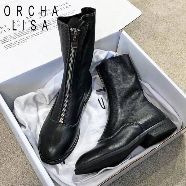 orcha lisa women ankle boots faux leather round toe square thick heel front zipper metal decoration size 35-39 black autunmn
orcha lisa women ankle boots faux leather round toe square thick heel front zipper metal decoration size 35-39 black autunmn