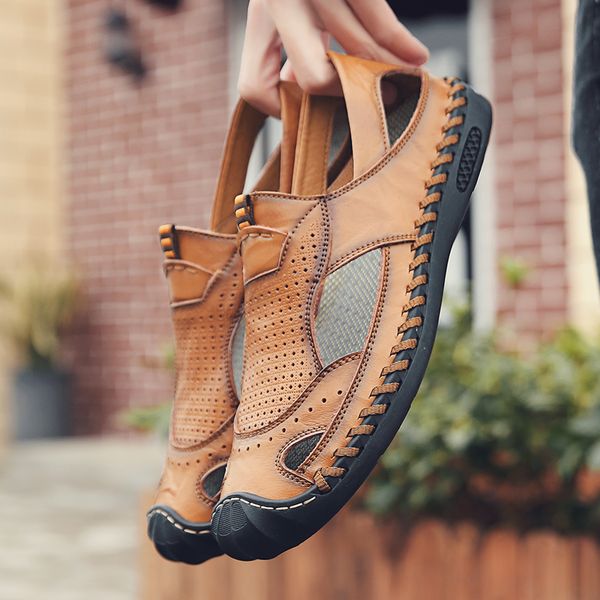 2019 summer new men's sandals fashion flat sandals first layer cowhide handmade baotou men's shoes, Black
2019 summer new men's sandals fashion flat sandals first layer cowhide handmade baotou men's shoes, Black