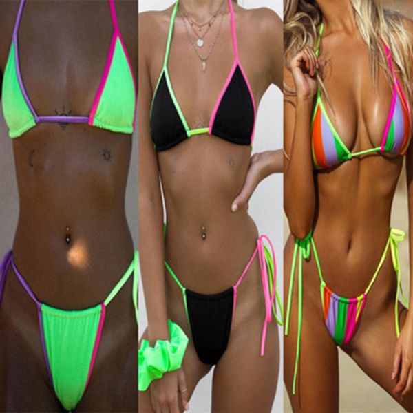 xreouga 2019 candy colors hanging neck swimwear patchwork bandage swimsuits for women two-piece bikini sets, White;black
xreouga 2019 candy colors hanging neck swimwear patchwork bandage swimsuits for women two-piece bikini sets, White;black