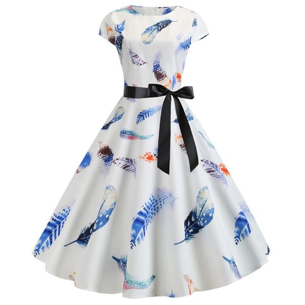 women vintage dress white 1950s retro short sleeve print evening party swing dresses sash casual women dresses vestido de festa, Black;gray
women vintage dress white 1950s retro short sleeve print evening party swing dresses sash casual women dresses vestido de festa, Black;gray