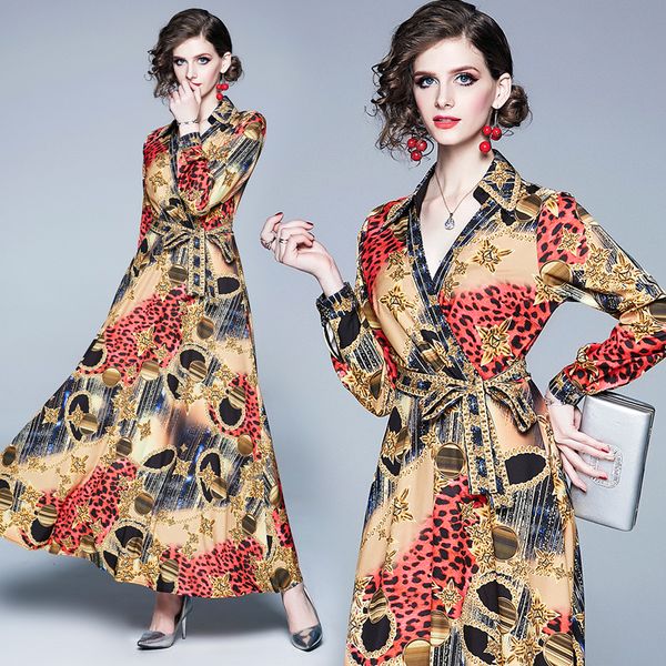 women's fashion floral sashes print lapel neck luxury maxi dress elegant office lady slim runway party evening dresses, Black;gray
women's fashion floral sashes print lapel neck luxury maxi dress elegant office lady slim runway party evening dresses, Black;gray