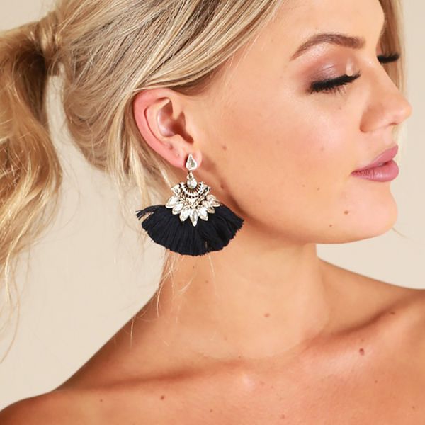 fashion tassel earrings for women bohemia crystal sector mix color tassel dangle drop earring femme gift e479, Silver
fashion tassel earrings for women bohemia crystal sector mix color tassel dangle drop earring femme gift e479, Silver