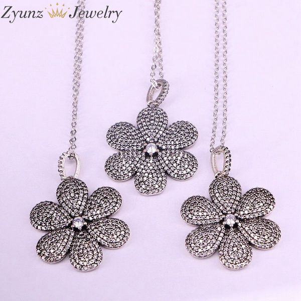 5pcs, copper cz cubic zirconia flower pendant necklace genuine vintage silver color pendant necklaces for women jewelry 
5pcs, copper cz cubic zirconia flower pendant necklace genuine vintage silver color pendant necklaces for women jewelry
