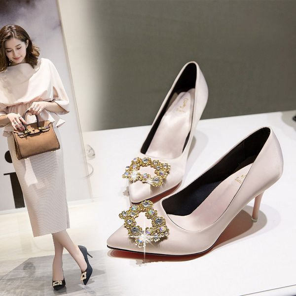 2019 new korean fashion rhinestone pointed shallow mouth high heels wild wedding high heels, Black
2019 new korean fashion rhinestone pointed shallow mouth high heels wild wedding high heels, Black