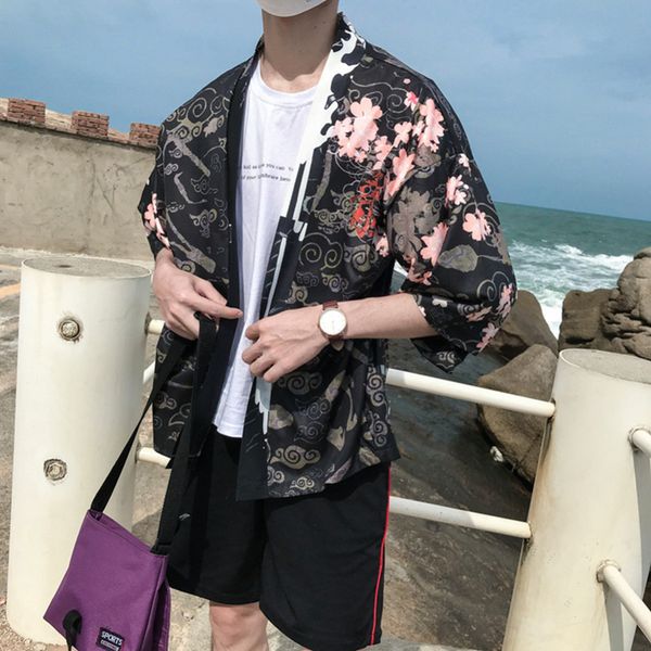 man loose kimono cardiganbreathable retro sleeve chinese style dragon jackets short sleeve sunscreen coat robe, Black;white
man loose kimono cardiganbreathable retro sleeve chinese style dragon jackets short sleeve sunscreen coat robe, Black;white