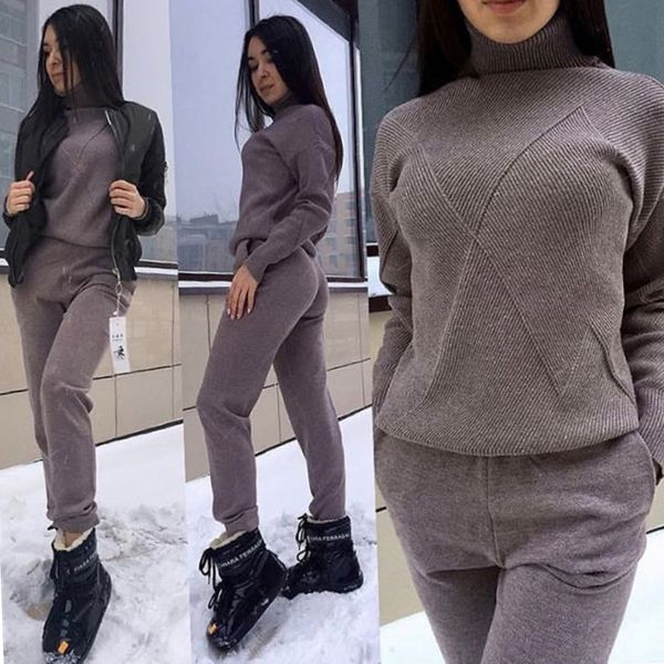 spring knitted tracksuit turtleneck sweatshirts casual suit women clothing 2 piece set knit pant sporting suit female, White
spring knitted tracksuit turtleneck sweatshirts casual suit women clothing 2 piece set knit pant sporting suit female, White