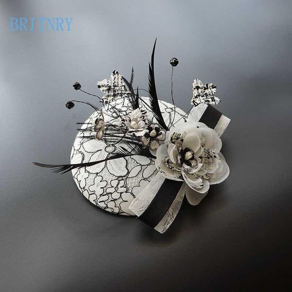 britnry fashion wedding hat elegant flowers ivory with black bridal hat lace feather fascinator hats trjvk, White
britnry fashion wedding hat elegant flowers ivory with black bridal hat lace feather fascinator hats trjvk, White