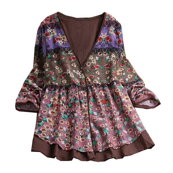 spring autumn women long sleeve v neck blouse vintage boho floral printed cardigan loose shirt patchwork button-up feminina, Black;white
spring autumn women long sleeve v neck blouse vintage boho floral printed cardigan loose shirt patchwork button-up feminina, Black;white