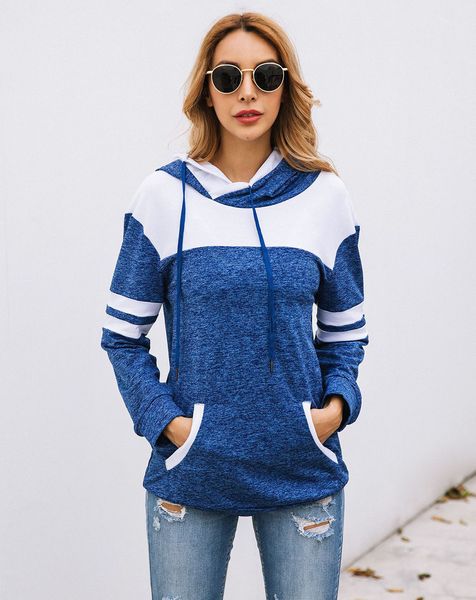 2019 autumn and winter women's fashion stitching pocket hooded blouse sweater, Black
2019 autumn and winter women's fashion stitching pocket hooded blouse sweater, Black