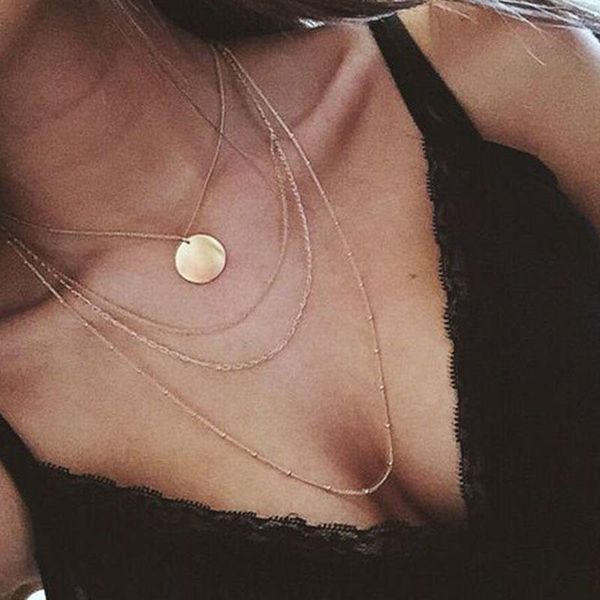 necklace women multilayer chain personalized girl rose gold color bohemia round pendant necklaces jewelry lady collier, Silver
necklace women multilayer chain personalized girl rose gold color bohemia round pendant necklaces jewelry lady collier, Silver