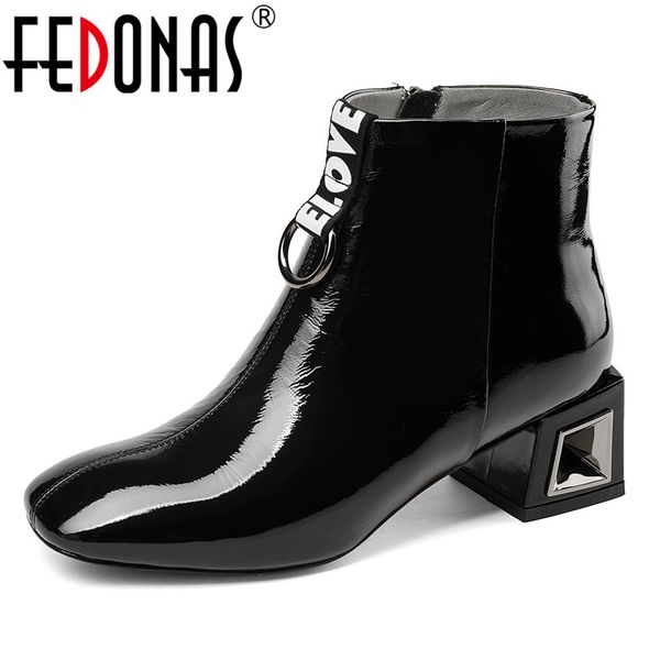 fedonas brand patent leather women ankle boots high heels metal decoration party wedding shoes woman square toe office pumps, Black
fedonas brand patent leather women ankle boots high heels metal decoration party wedding shoes woman square toe office pumps, Black