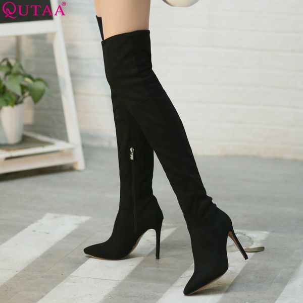 qutaa 2020 women over the knee high boots winter boots women shoes flock thin high heel fashion big size 34-43, Black
qutaa 2020 women over the knee high boots winter boots women shoes flock thin high heel fashion big size 34-43, Black