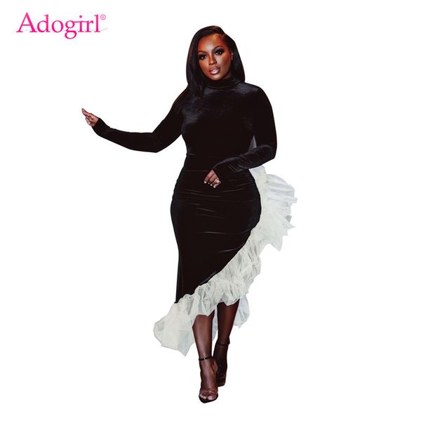 adogirl white mesh ruffle black velvet dress women fashion high neck long sleeve backless asymmetrical maxi party dress, Black;gray
adogirl white mesh ruffle black velvet dress women fashion high neck long sleeve backless asymmetrical maxi party dress, Black;gray