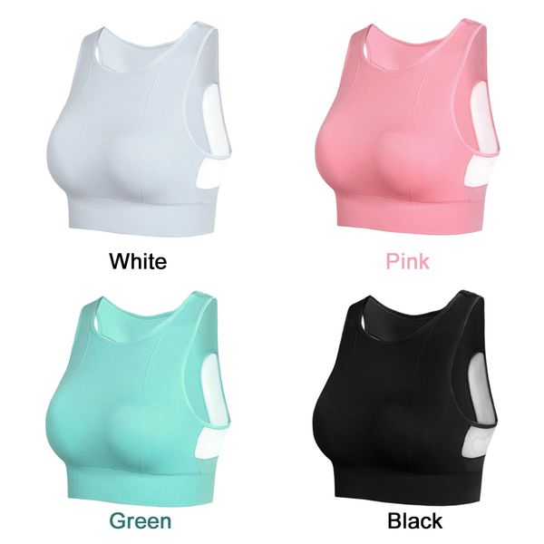 women breathable mesh sports bras shockproof padded athletic gym fitness running bra solid seamless fitness yoga sport vest, White;black
women breathable mesh sports bras shockproof padded athletic gym fitness running bra solid seamless fitness yoga sport vest, White;black