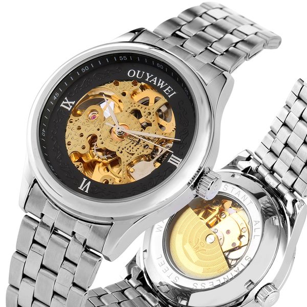 luxury automatic mechanical watches skeleton clock waterproof watch stainless steel band self wind wristwatch men clock relogio, Slivery;brown
luxury automatic mechanical watches skeleton clock waterproof watch stainless steel band self wind wristwatch men clock relogio, Slivery;brown