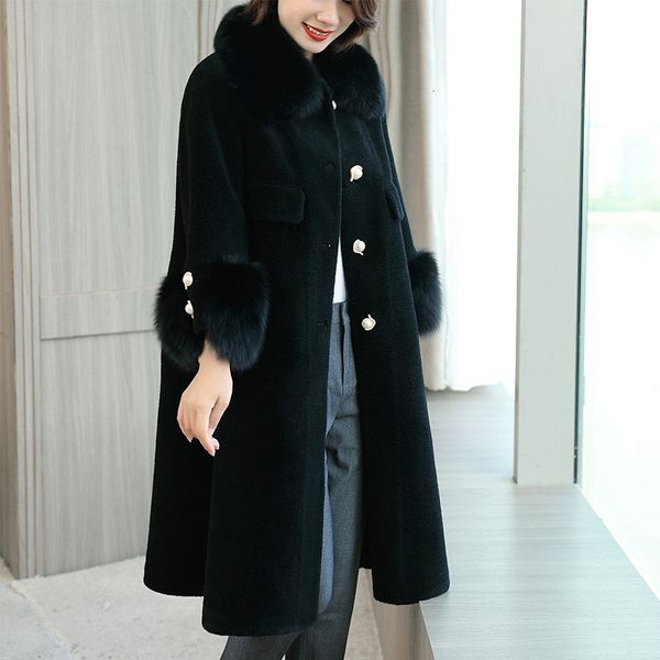 new fashion women loose sheep real fur coat 2020 luxury natural fur collar long warm winter wool coat women shearling jacket, Black
new fashion women loose sheep real fur coat 2020 luxury natural fur collar long warm winter wool coat women shearling jacket, Black