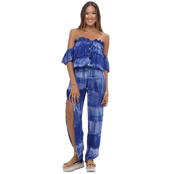 summer beach tie dye ruffle off shoulder jumpsuit high waist split casual rompers and jumpsuits for women xl, Black;white
summer beach tie dye ruffle off shoulder jumpsuit high waist split casual rompers and jumpsuits for women xl, Black;white