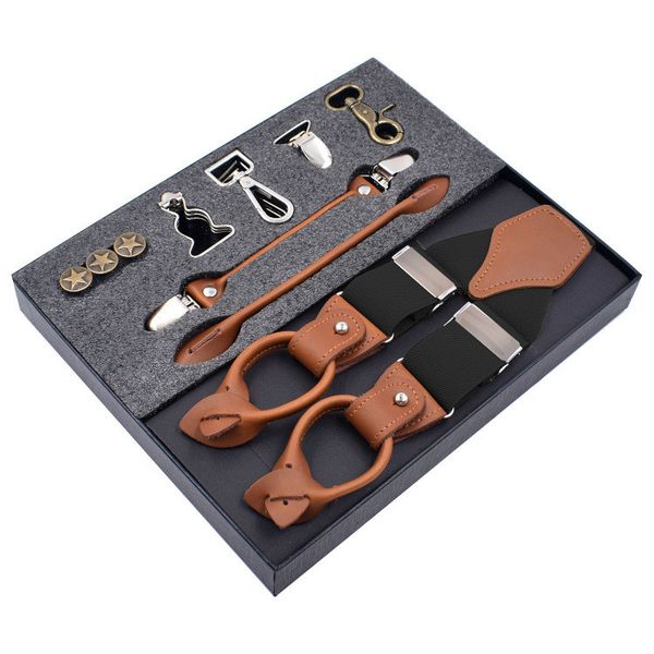 vintage black navy man's suspenders male genuine leather straps clips suspenders button diy suspensorio trousers, Black;white
vintage black navy man's suspenders male genuine leather straps clips suspenders button diy suspensorio trousers, Black;white