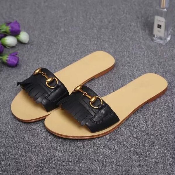 woman slippers letter tassel metal buckle flip flop shoes genuine leather woman casual flat slippers sandals with box ing, Black
woman slippers letter tassel metal buckle flip flop shoes genuine leather woman casual flat slippers sandals with box ing, Black