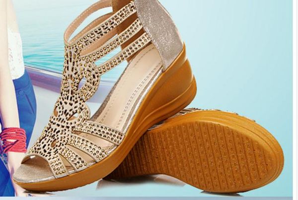 2019 women's sandals in summer with new style slope heel waterproof table@2238, Black
2019 women's sandals in summer with new style slope heel waterproof table@2238, Black