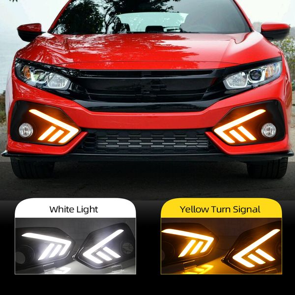2pcs led drl daytime running lights with yellow turn signal fog lamp for honda civic 10th hatchback 2016 2017 2018 2019 2020
2pcs led drl daytime running lights with yellow turn signal fog lamp for honda civic 10th hatchback 2016 2017 2018 2019 2020