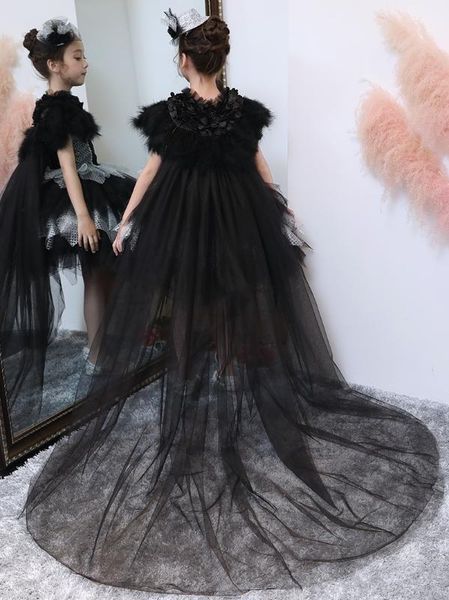 black high-low flower girl dress for wedding 2020 real picture girls performance cloth birthday dress with detachable train, Red;yellow
black high-low flower girl dress for wedding 2020 real picture girls performance cloth birthday dress with detachable train, Red;yellow