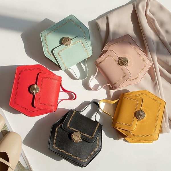 fashion trend messenger bag pu shoulder bag small hexagon