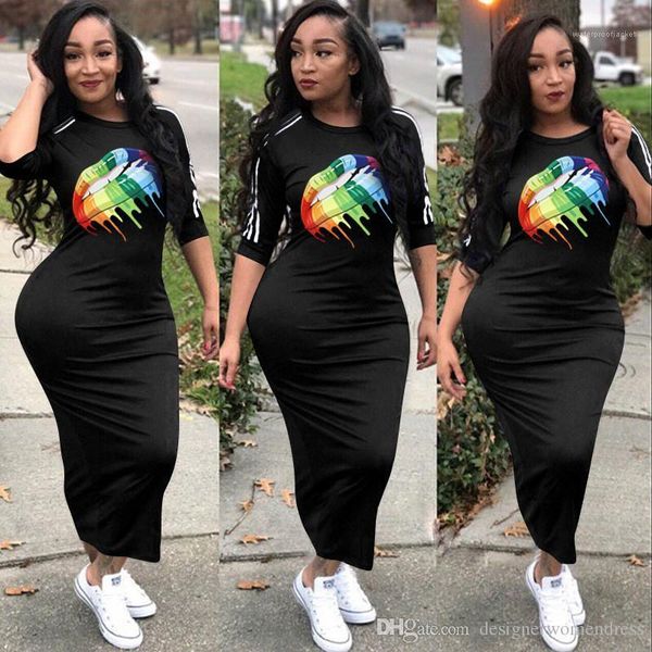 summer dresses casual style slim rainbow lips half sleeve crew neck dresses womens fashion clothing 2019 designer woman, Black;gray
summer dresses casual style slim rainbow lips half sleeve crew neck dresses womens fashion clothing 2019 designer woman, Black;gray