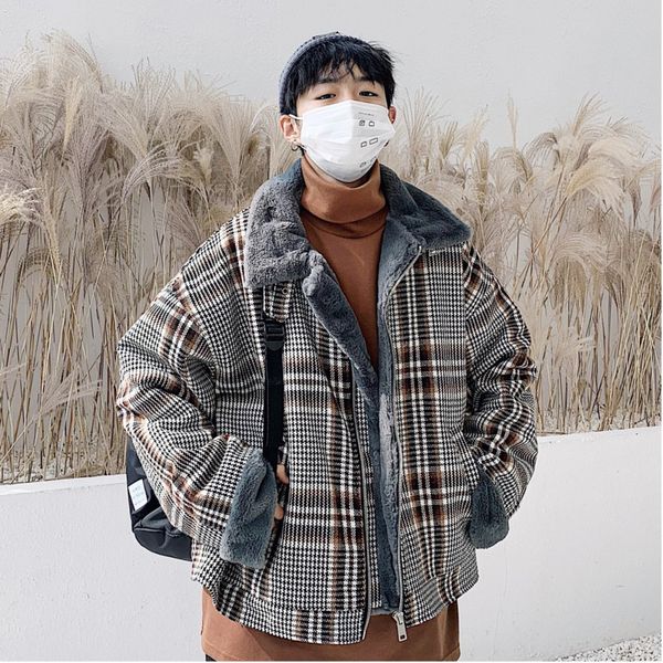 lattice worsted down cotton-padded coat winter clothes jacket men thick warm parka windproof outwear streetwear hip hop korea, Tan;black
lattice worsted down cotton-padded coat winter clothes jacket men thick warm parka windproof outwear streetwear hip hop korea, Tan;black