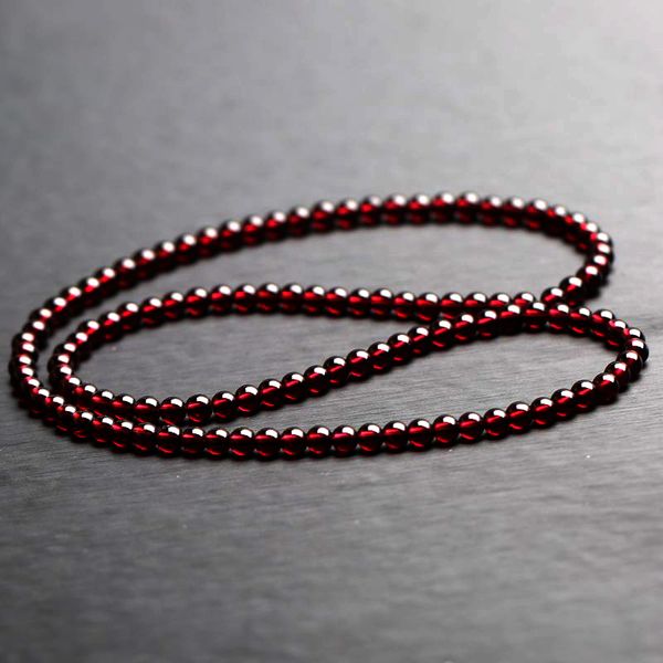 natural burgundy garnet bracelet three times women genuine 7a8a collection-level garnet bracelets multi-winding loose beads, Black