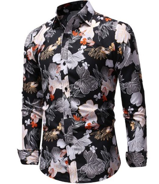 new men long sleeve shirt button formal dress male stylish floral slim fit casual shirt, White;black
new men long sleeve shirt button formal dress male stylish floral slim fit casual shirt, White;black