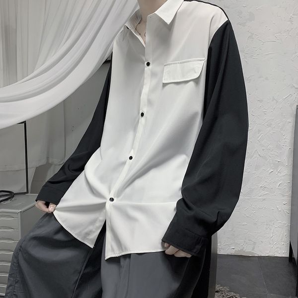 men's casual shirts autumn men shirt harajuku fashion 2021 long sleeve patchwork color fake pocket loose blouse homme 5xl, White;black
men's casual shirts autumn men shirt harajuku fashion 2021 long sleeve patchwork color fake pocket loose blouse homme 5xl, White;black