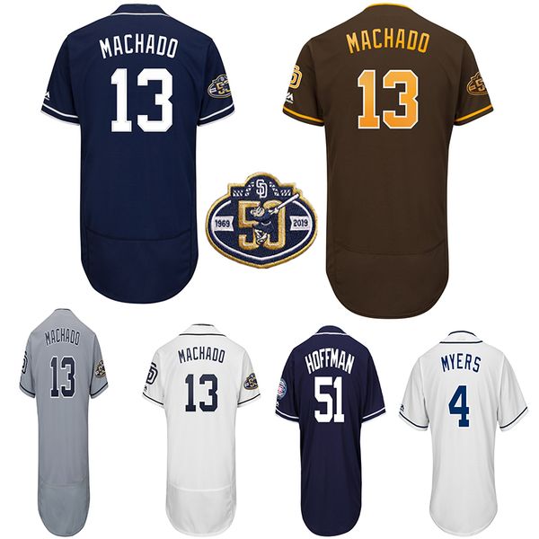 San Diego 13 Manny Machado Padres Jersey 4 Wil Myers Jersey 19 Tony Gwynn 51 Trevor Hoffman 50th Anniversary Baseball Jerseys
San Diego 13 Manny Machado Padres Jersey 4 Wil Myers Jersey 19 Tony Gwynn 51 Trevor Hoffman 50th Anniversary Baseball Jerseys