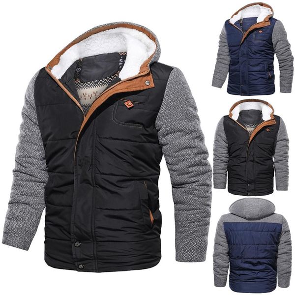 men's winter loose stitching cotton coat jacket patchwork hoodie zipper loose outdoor coat blouse warm windproof #3c17, Blue;black
men's winter loose stitching cotton coat jacket patchwork hoodie zipper loose outdoor coat blouse warm windproof #3c17, Blue;black