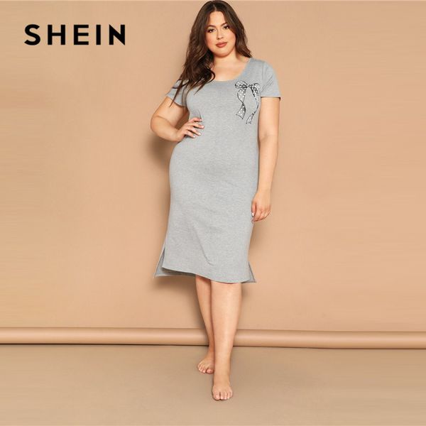 shein plus size grey dot bow print slit hem marled night dresses women summer casual split scoop neck big size sleepwear dress, Black;red
shein plus size grey dot bow print slit hem marled night dresses women summer casual split scoop neck big size sleepwear dress, Black;red
