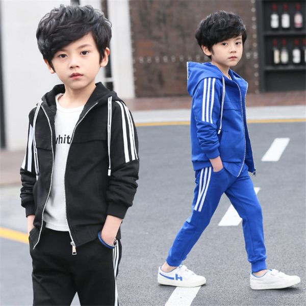 2019 new spring autumn boy clothes set children's two-piece teenager children's double line jacket set clothing, White
2019 new spring autumn boy clothes set children's two-piece teenager children's double line jacket set clothing, White