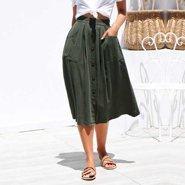 women's skirt casual button high waist hip with pocket long skirt harajuku solid color faldas mujer moda 2019 dropshipping, Black
women's skirt casual button high waist hip with pocket long skirt harajuku solid color faldas mujer moda 2019 dropshipping, Black