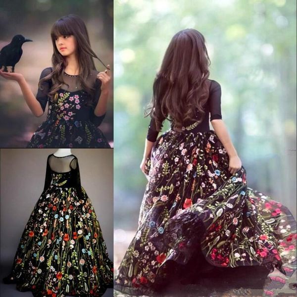 princess floral lace long sleeve girls pageant dress embroidery 2020 girl communion dress kids formal wear flower girls dresses for girl, White;blue
princess floral lace long sleeve girls pageant dress embroidery 2020 girl communion dress kids formal wear flower girls dresses for girl, White;blue