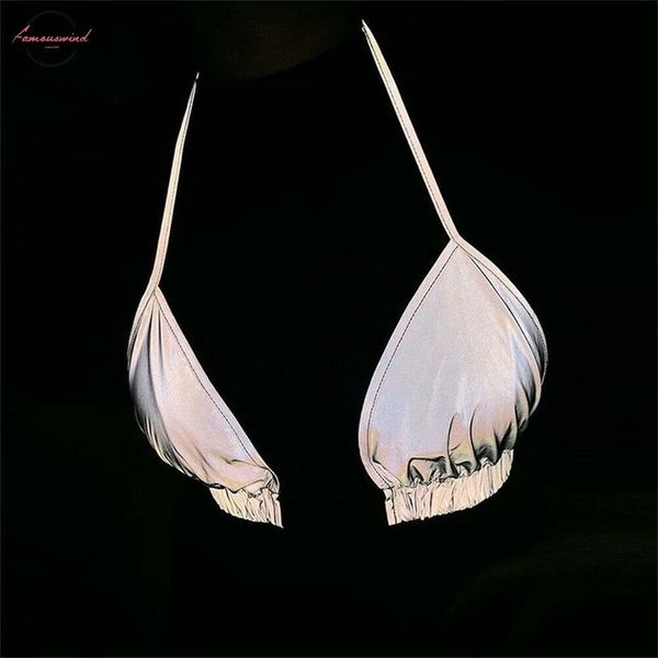 hip hop summer women reflective bag buckles festival halter bralet bra bustier crop camisole, White
hip hop summer women reflective bag buckles festival halter bralet bra bustier crop camisole, White