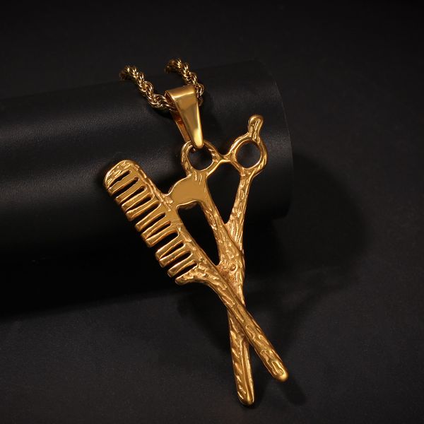 new fashion stainless steel diamond scissors comb hair trimmer pendant mens necklace hip hop raper creative jewelry gifts for men for sale, Silver
new fashion stainless steel diamond scissors comb hair trimmer pendant mens necklace hip hop raper creative jewelry gifts for men for sale, Silver