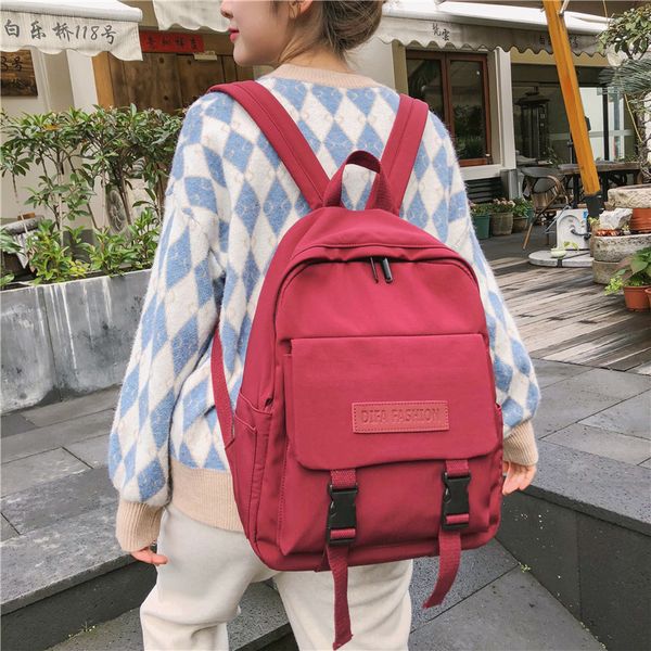 

2019 fashion buckle women backpack large capacity waterproof nylon shoulder bag schoolbag for teenagers girls bookbag mochilas