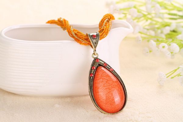 401 fashion temperament short retro multicolor braid chain women water drop pendant necklace n3367, Silver
401 fashion temperament short retro multicolor braid chain women water drop pendant necklace n3367, Silver