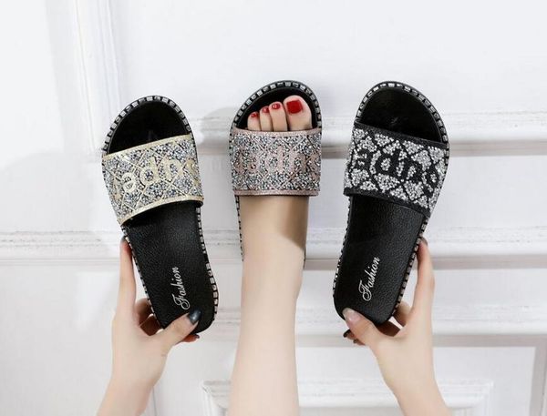 new summer women's sandals wear fashion korean version of the wild bright diamond english sandals thick bottom flip flops beach, Black
new summer women's sandals wear fashion korean version of the wild bright diamond english sandals thick bottom flip flops beach, Black