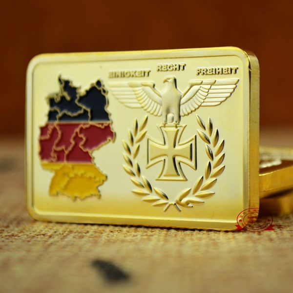 5pcs/lot,deutsche iron cross eagle 24k gold plated bullion bar german map bundesrepublik gold bar custom for promotion
5pcs/lot,deutsche iron cross eagle 24k gold plated bullion bar german map bundesrepublik gold bar custom for promotion