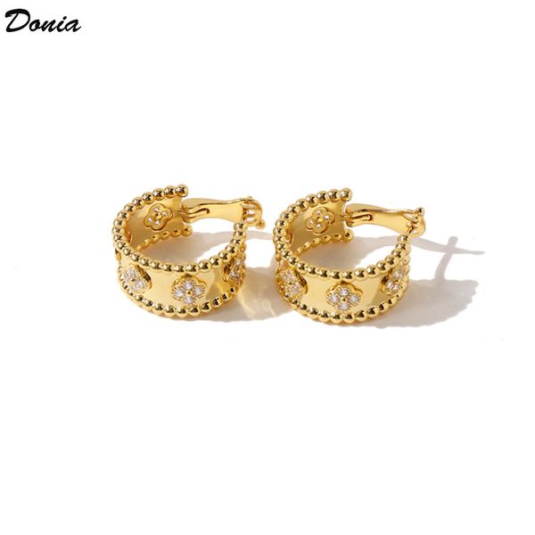 donia jewelry earrings fashion plum blossom hand inlaid zircon european and american creative men and women open earrings, Silver
donia jewelry earrings fashion plum blossom hand inlaid zircon european and american creative men and women open earrings, Silver